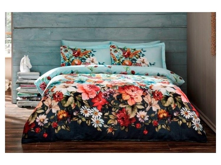 Постельное белье TAC. Digital Saten Lumina V01-MAVI