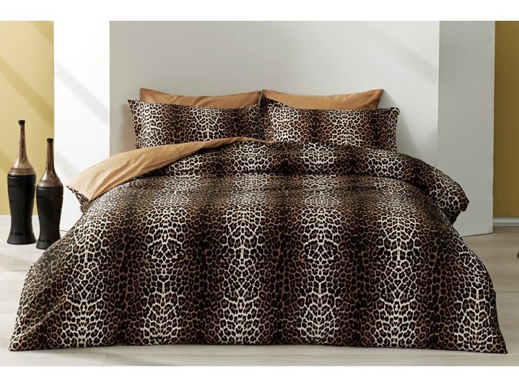 Постельное белье TAC. Satin LEOPARD KAHVE