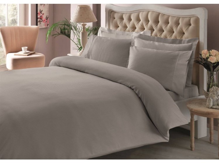 Постельное белье Tac. Сатин Premium Premium Basic Antracit King Size