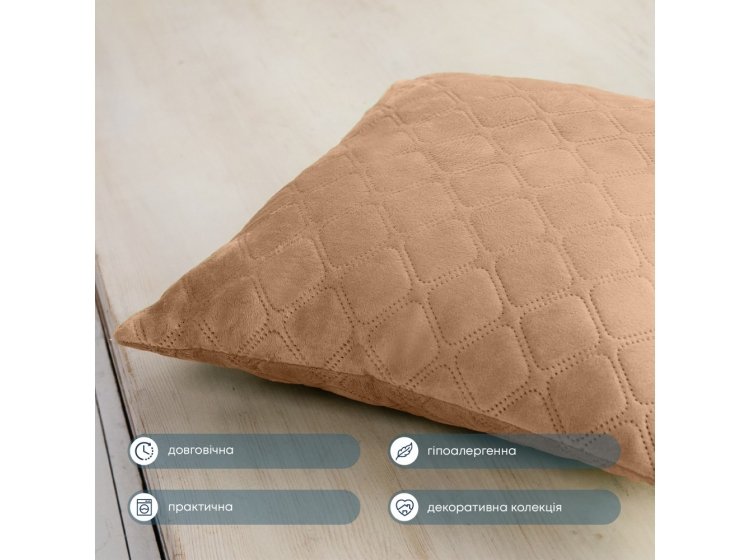 Подушка декоративная ТЕП. Balak Home Велюр золотисто-бежевая