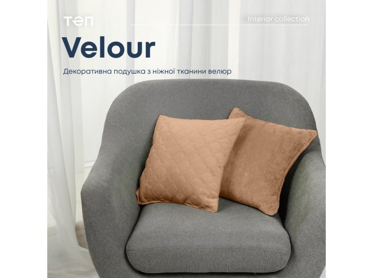 Подушка декоративная ТЕП. Balak Home Велюр золотисто-бежевая