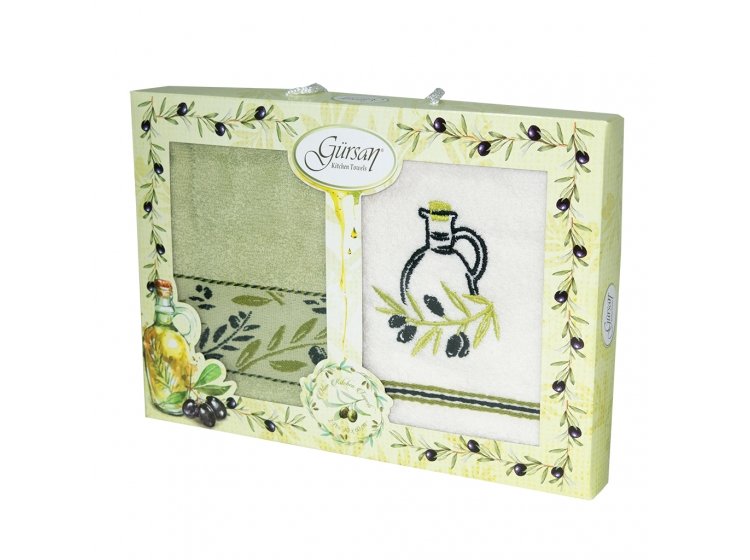 Набор из 2-х махровых полотенец Gursan. Оливка 01