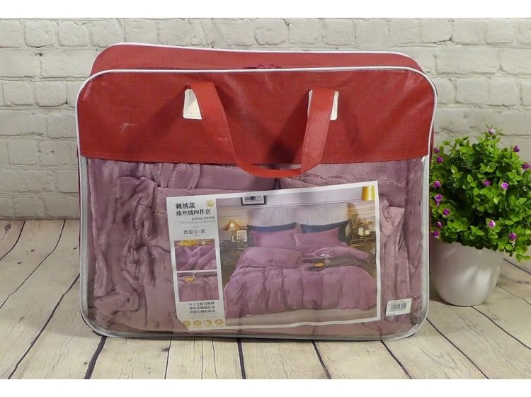 Велюровое постельное белье Koloco. Monica фиолетовое сумка