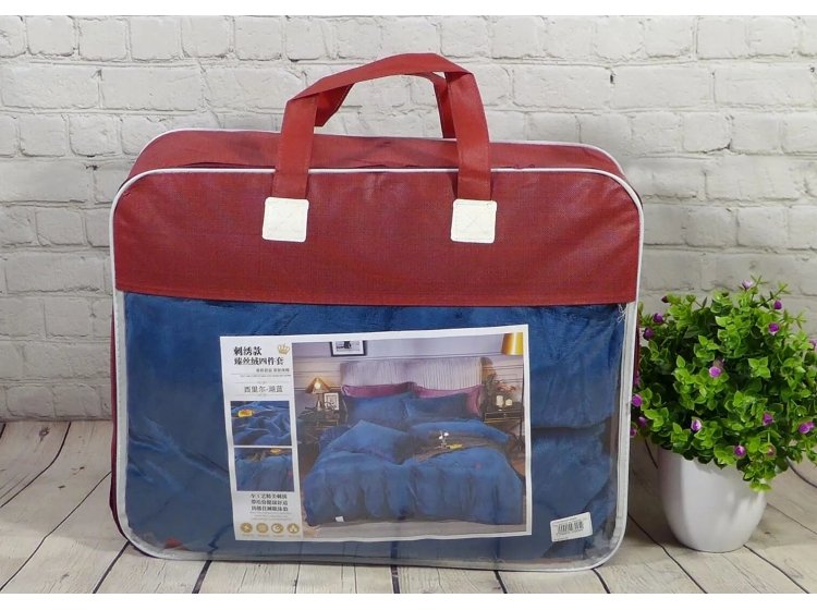 Велюровое постельное белье Koloco. Monica синее сумка