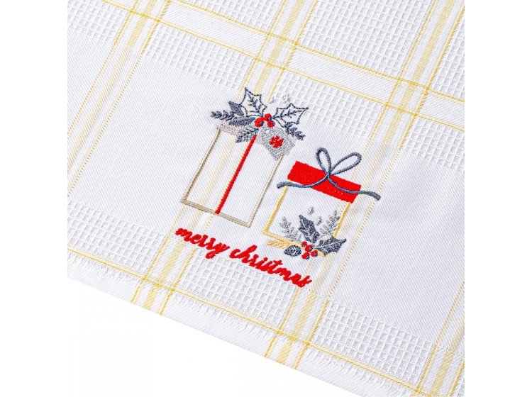 Полотенце вафельное Home Line. Желтая полоска, с вышивкой подарки