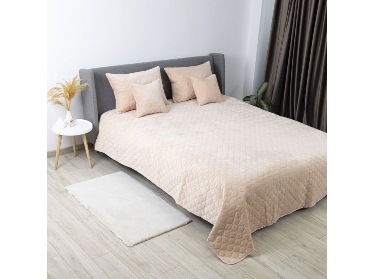 Покрывало ТЕП. Велюровое Персиковый Ромб круглый