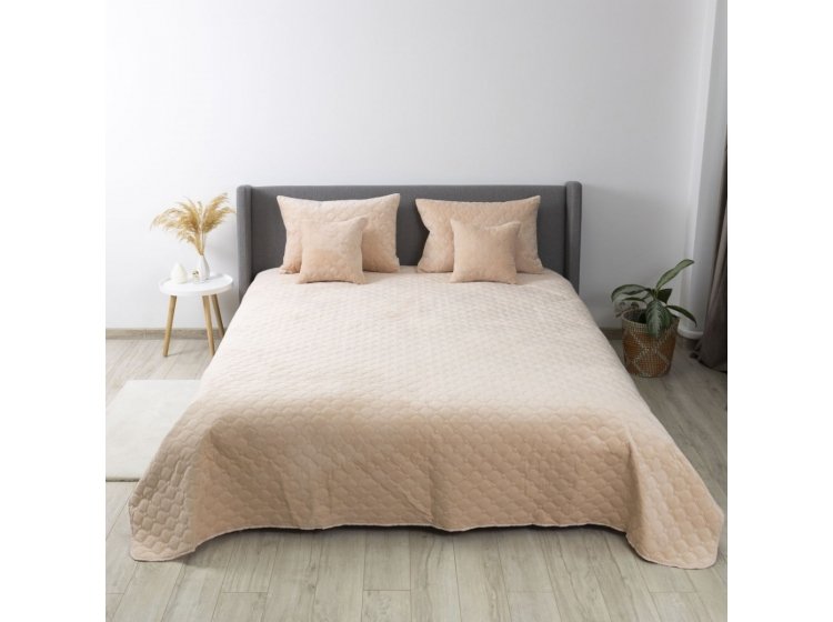 Покрывало ТЕП. Велюровое Персиковый Ромб круглый