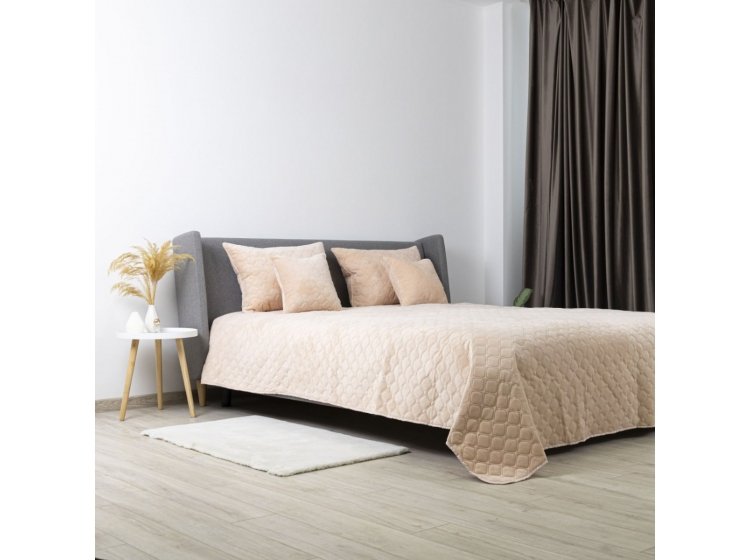 Покрывало ТЕП. Велюровое Персиковый Ромб круглый