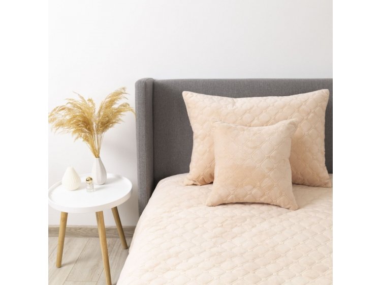 Покрывало ТЕП. Велюровое Персиковый Ромб круглый