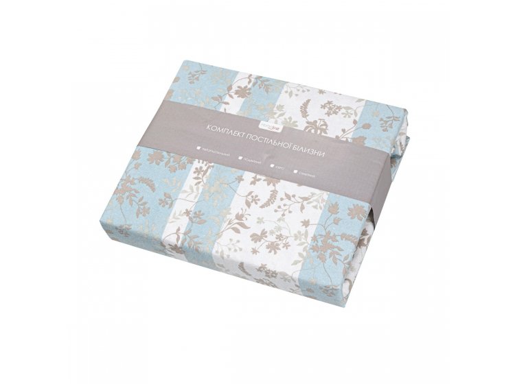 Постельное белье Home line. Фланель ЗАТИШОК бежево-голубой. Упаковка