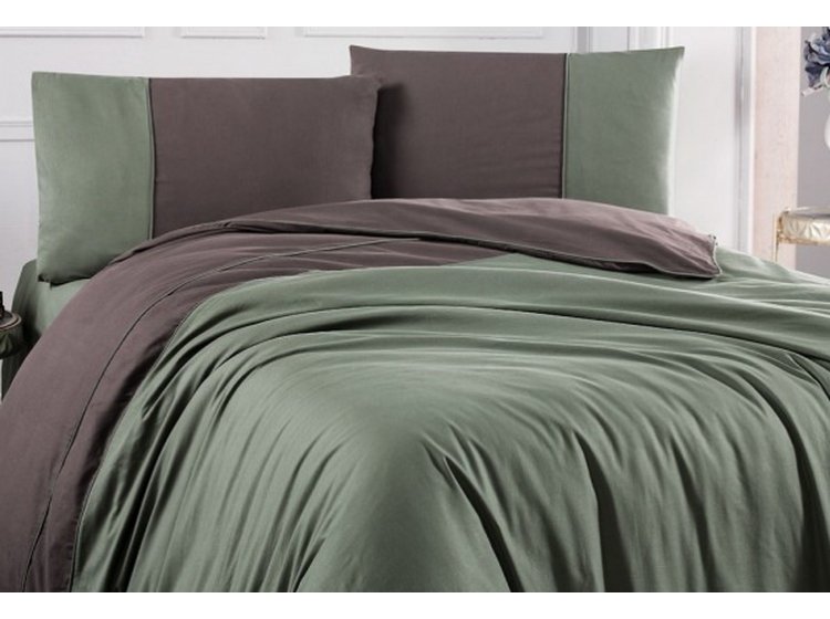 Постельное белье Altinbasak. Ранфорс Yesil-kahve
