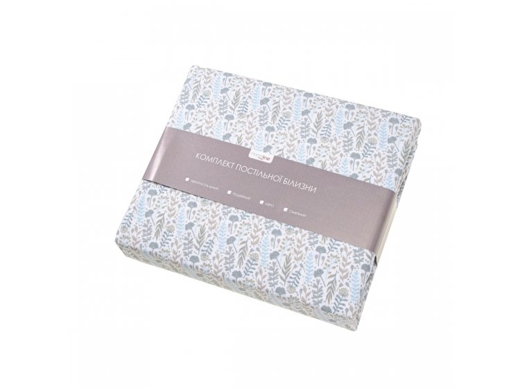 Постельное белье Home line. Фланель ЦВІТІННЯ ТРАВ голубое. Упаковка