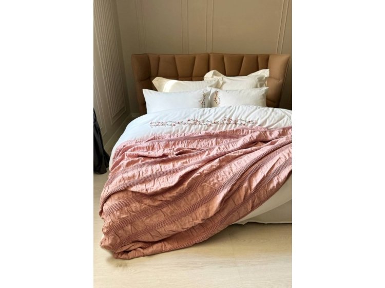 Жаккардовый плед-пике Saheser. Сotton Apollo pudra