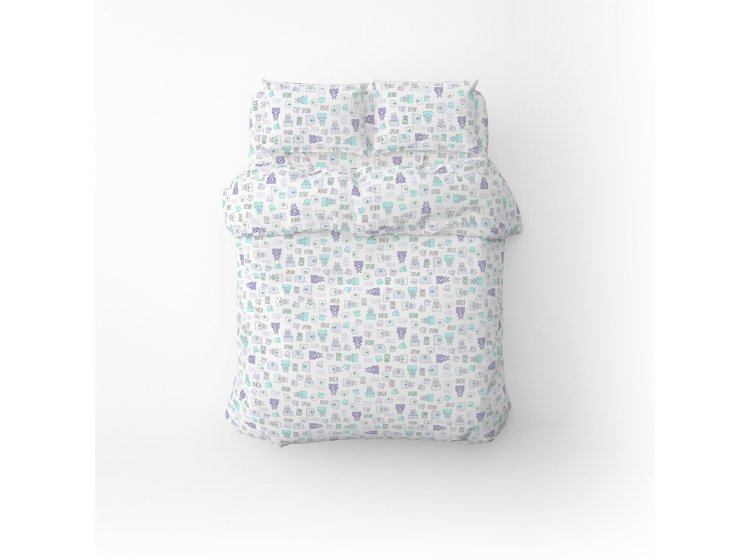 Детское постельное белье Home line. Фланель ТЕДДІ сиренево-бирюзовое